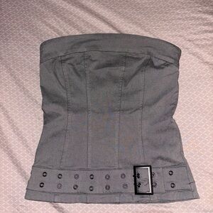 Silence + Noise Gray Strapless Blouse